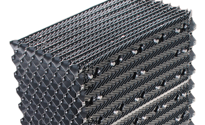 espina de pescado-xf75_overview.jpg Relleno de película en espina de pescado de alta eficiencia para torres de refrigeración